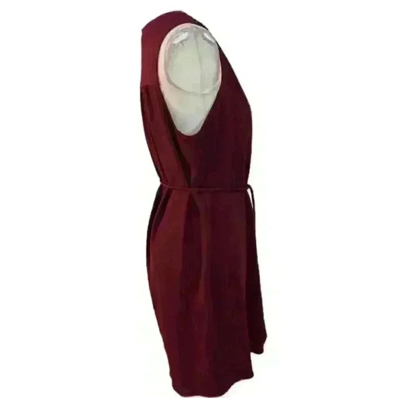 AMANDA UPRICHARD Merlot Colored Sleeveless V-Neck Popover Tie Waist Dress Size S - Picture 4 of 11